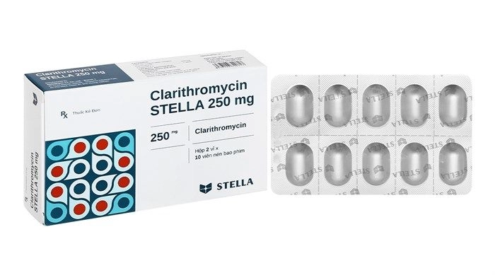Thuốc kháng sinh Clarithromycin STELLA 250mg hộp 2 vỉ x 10 viên