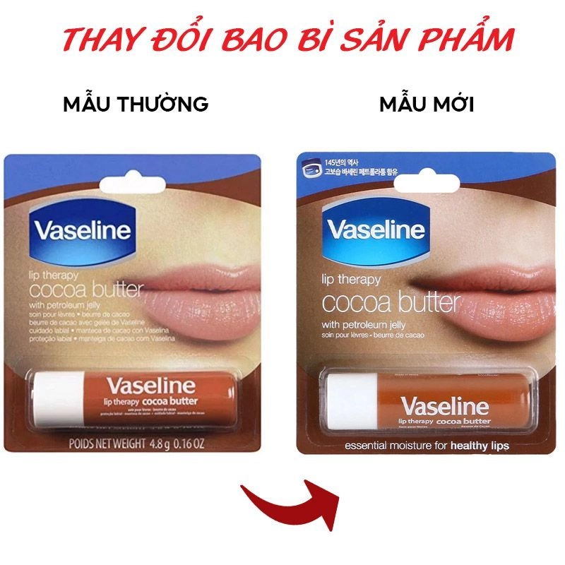 Sáp dưỡng môi giúp môi mềm mại, khỏe đẹp  Vaseline lip therapy Cocoa Butter 1 thỏi