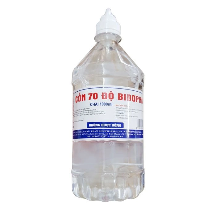 Dung dịch sát khuẩn Cồn 70 độ BIDOPHA (không vòi xịt) chai 1000ml