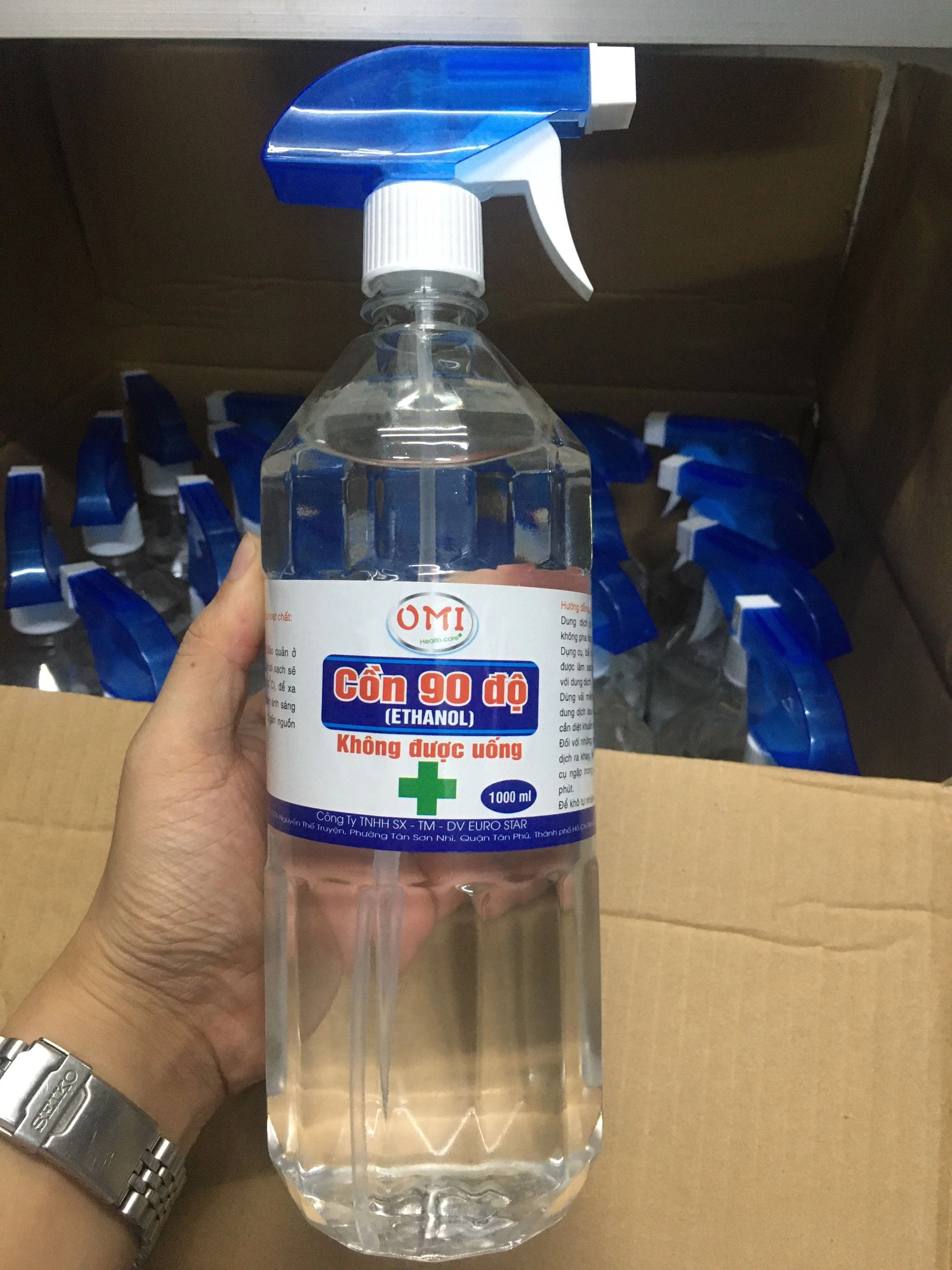 Dung dịch sát khuẩn Cồn 90 độ OMI (có vòi xịt) chai 1000ml