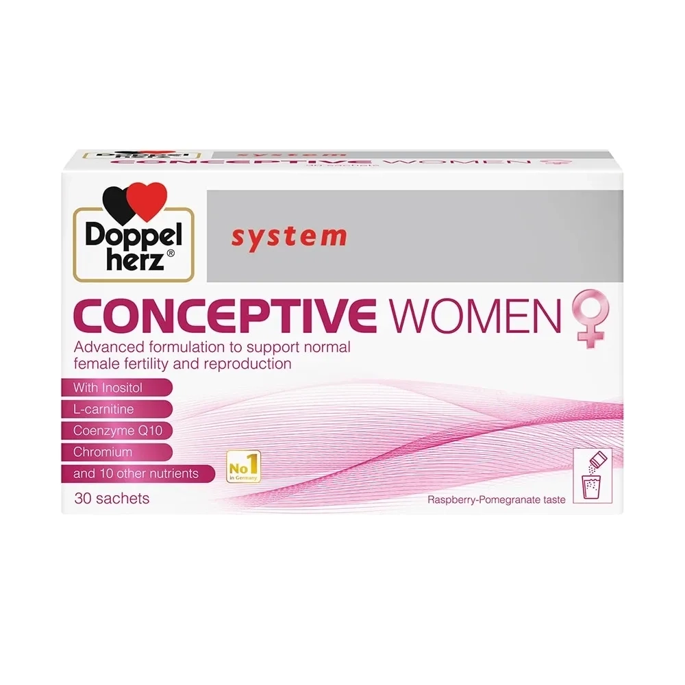 Viên uống hỗ trợ điều trị vô sinh, hiếm muộn cho nữ giới CONCEPTIVE WOMEN (Doppelherz) hộp 30 gói x 10g