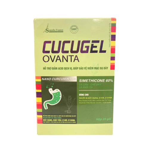 Hỗ trợ giảm acid dịch vị, bảo vệ niêm mạc dạ dày Cucugel Ovanta Sanofa France hộp 20 gói