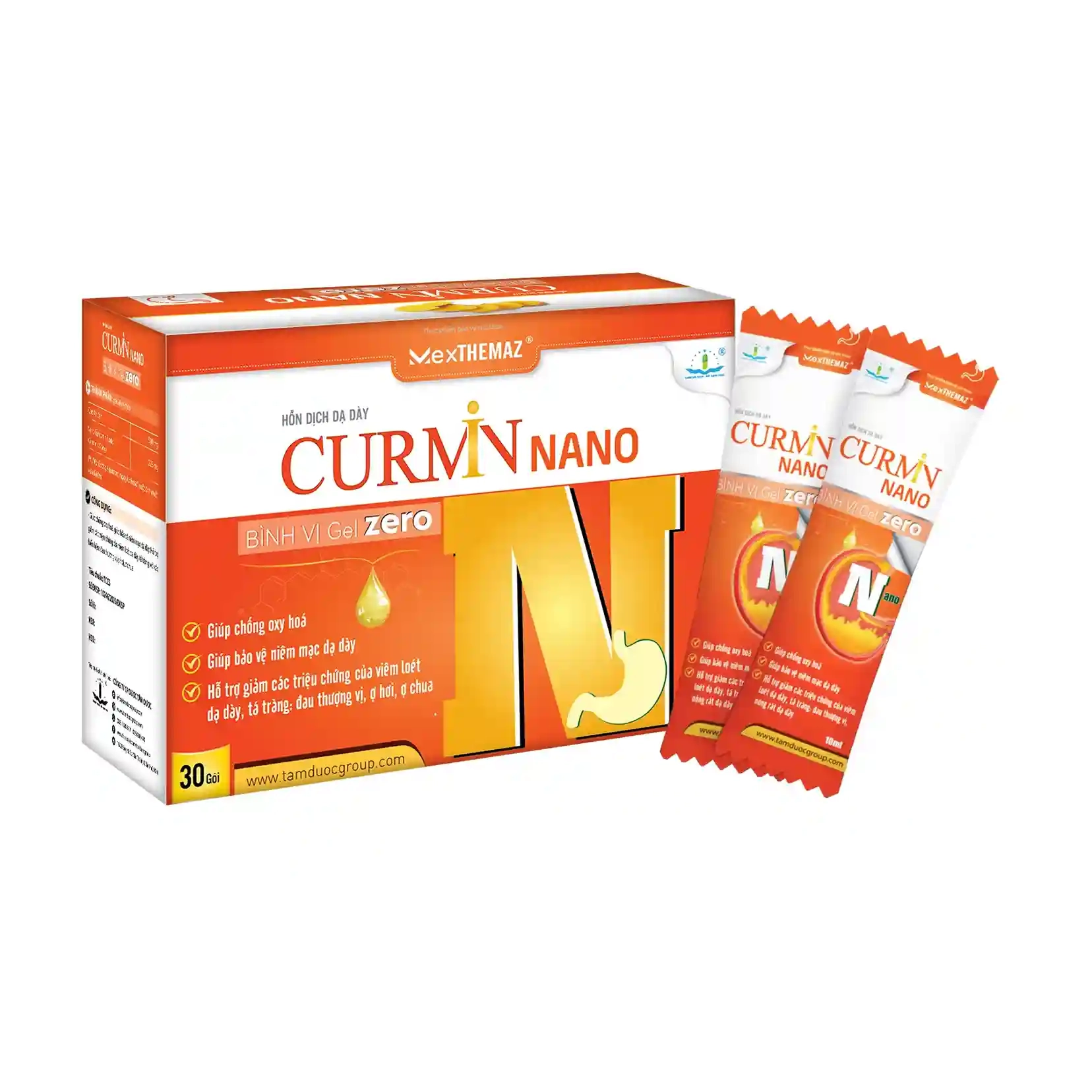 Hỗn dịch dạ dày CURMIN NANO BÌNH VỊ GEL ZERO
 hộp 30 gói