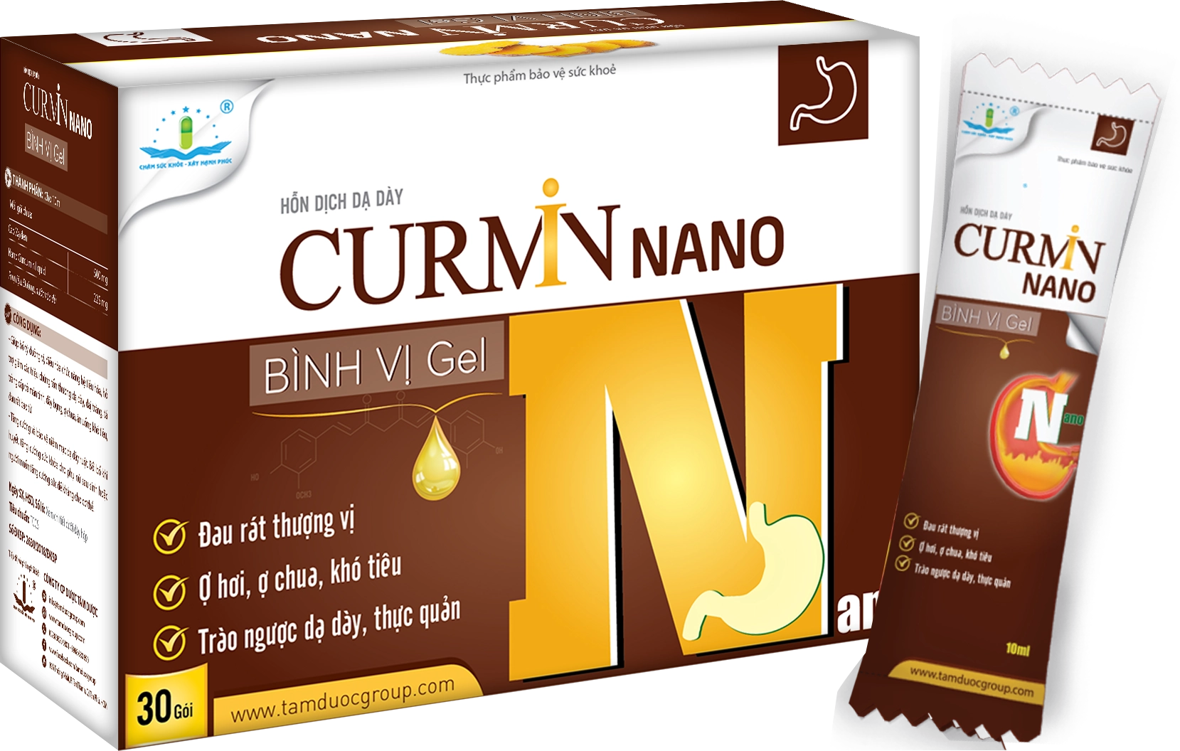 Hỗn dịch dạ dày CURMIN NANO Bình Vị Gel hộp 30 gói x 10ml