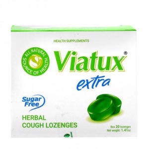Viên ngậm ho thảo mộc không đường Viatux Extra hộp 20 viên