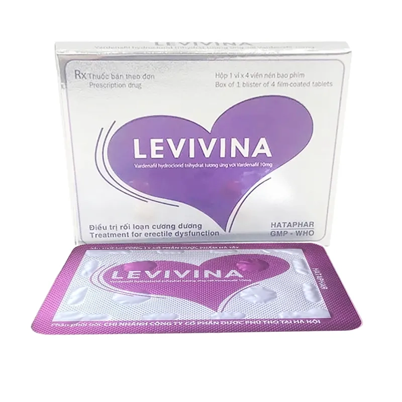 Thuốc điều trị rổi loạn cương dương Levivina 10mg Hataphar hộp 1 vỉ x 4 viên