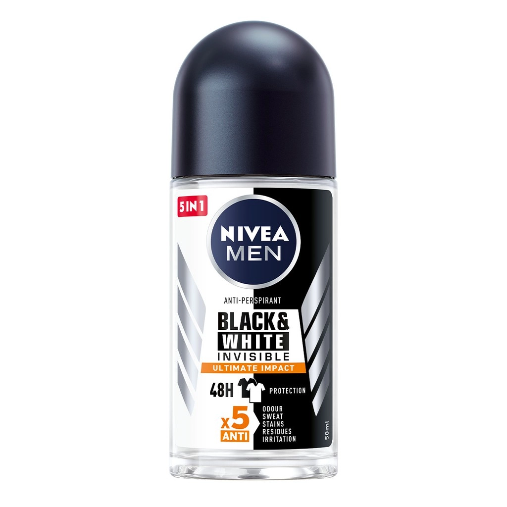 Lăn khử mùi dành cho nam NIVEA MEN INVISIBLE FOR BLACK & WHITE chai 50ml