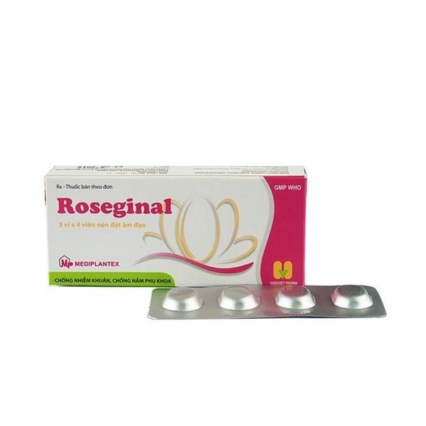 Thuốc chống nhiễm khuẩn, chống nấm phụ khoa Roseginal hộp 3 vỉ x 4 viên nén đặt âm đạo