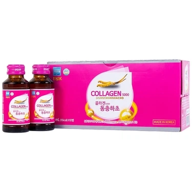 Hỗ trợ ngăn ngừa quá trình lão hóa, tăng cường đề kháng nước Collagen5000 Đông Trùng Hạ Thảo Biok hộp 10 chai x 750ml