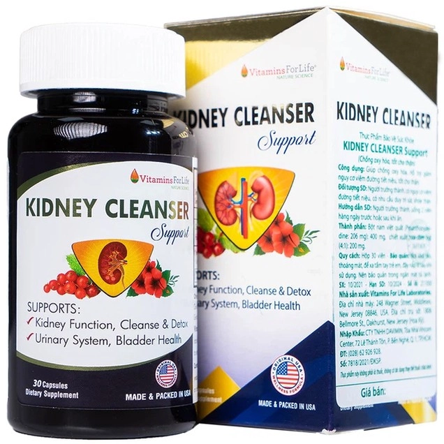 Chống oxy hóa, giảm nguy cơ viêm đường tiết niệu Kidney Cleanser Support hộp 1 lọ 30 viên