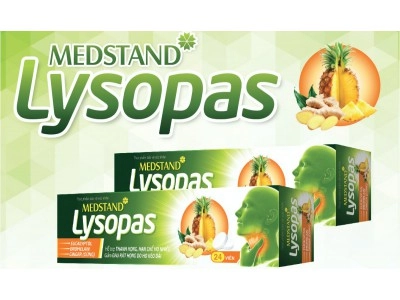 Hỗ trợ thanh họng, giảm đau họng kéo dài LYSOPAS MEDSTAND hộp 1 tuýp 24 viên