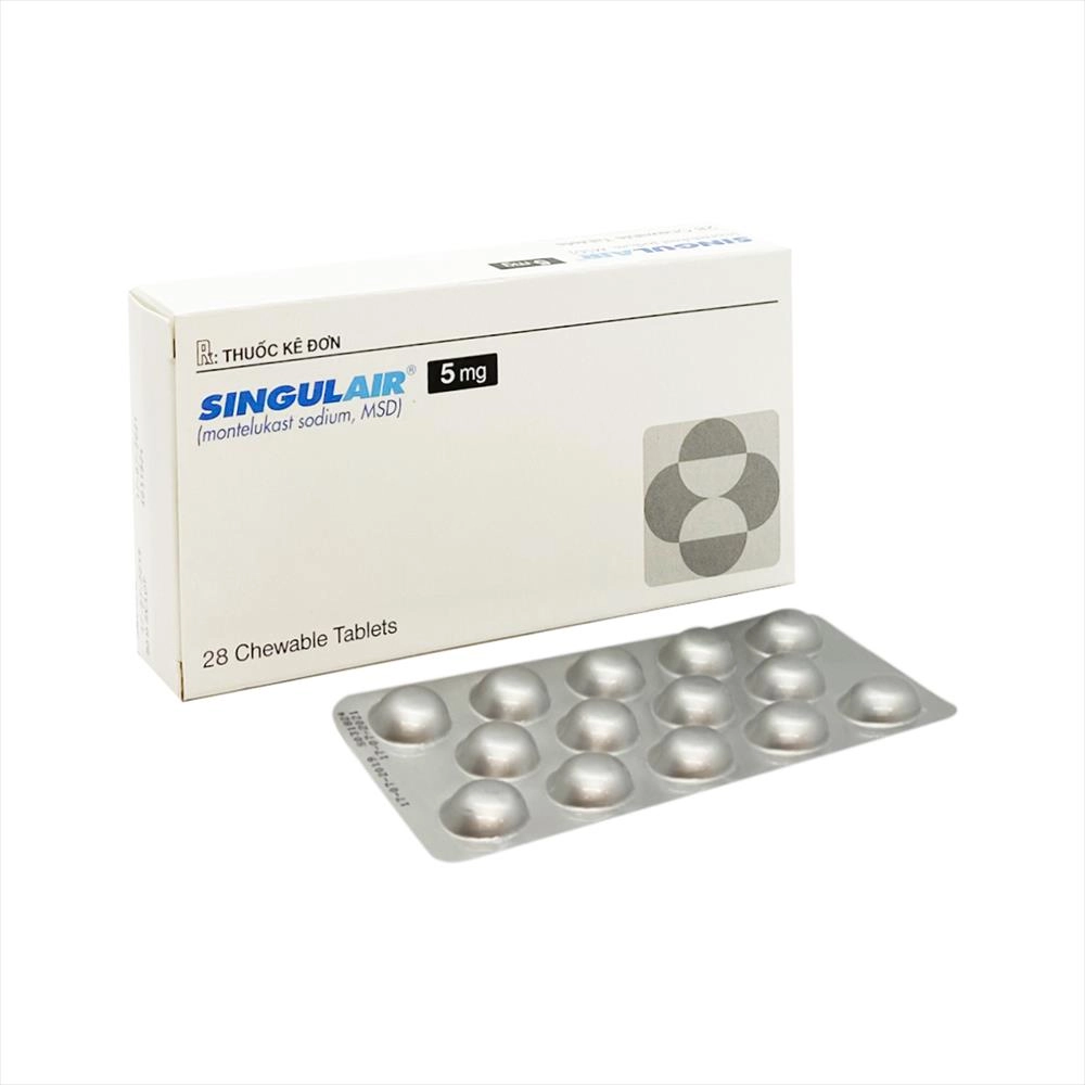 Thuốc trị hen phế quản Singulair 5mg hộp 2 vỉ x 14 viên 