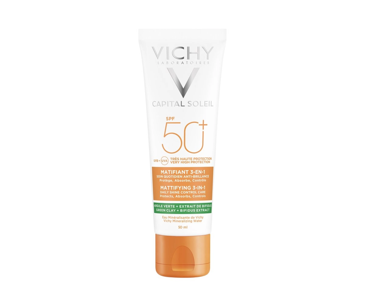 Kem chống nắng chống ô nhiễm và bụi mịn hàng ngày Vichy Capital Soleil Mattifying 3-In-1 SPF50+ UVB + UVA tuýp 50ml