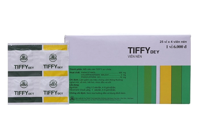 Thuốc trị cảm cúm Tiffy Dey hộp 100 viên