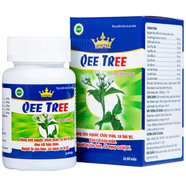 Tăng độ bền thành mạch, nhuận tràng, chống táo bón Qee Tree Kingphar hộp 1 lọ 60 viên