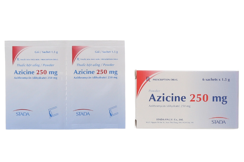 Thuốc kháng sinh Azicine 250mg STADA hộp 6 gói