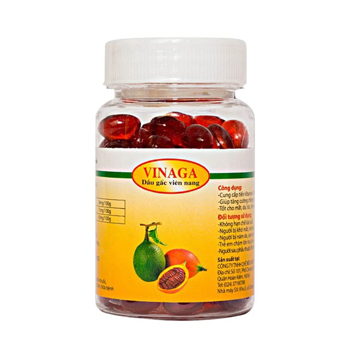 Viên dầu gấc Vinaga hộp 1 lọ 100 viên