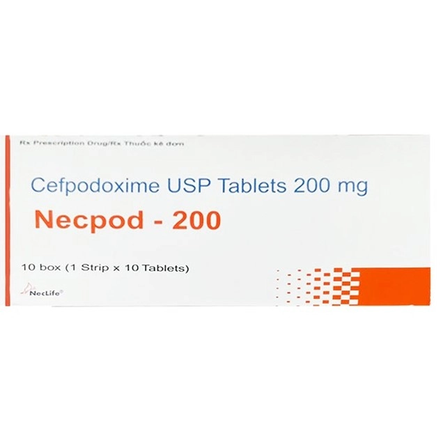 Điều trị các bệnh nhiễm khuẩn Necpod-200 Neclife hộp 1 vỉ x 10 viên