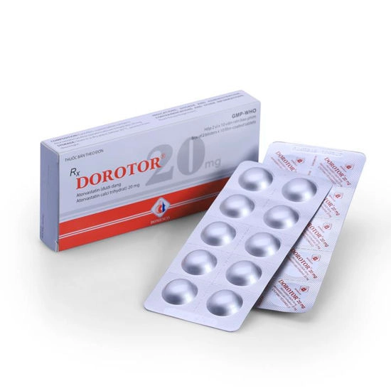 Thuốc trị mỡ máu Dorotor 20mg hộp 20 viên