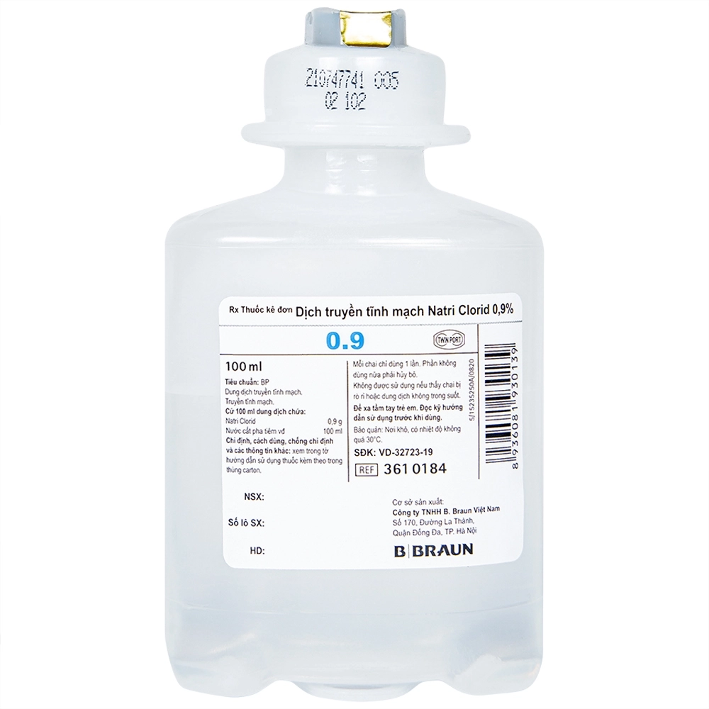 Dung dịch truyền tĩnh mạch Natri Clorid 0.9% Braun chai 100ml