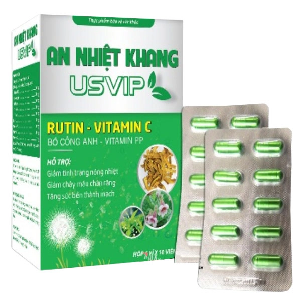 Hỗ trợ thanh nhiệt, giảm chảy máu chân răng AN NHIỆT KHANG USVIP hộp 6 vỉ x 10 viên nang cứng