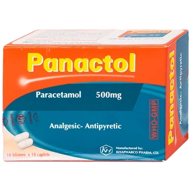 Giảm đau, hạ sốt, điều trị đau đầu, đau răng Panactol 500mg Khapharco hộp 10 vỉ x 10 viên