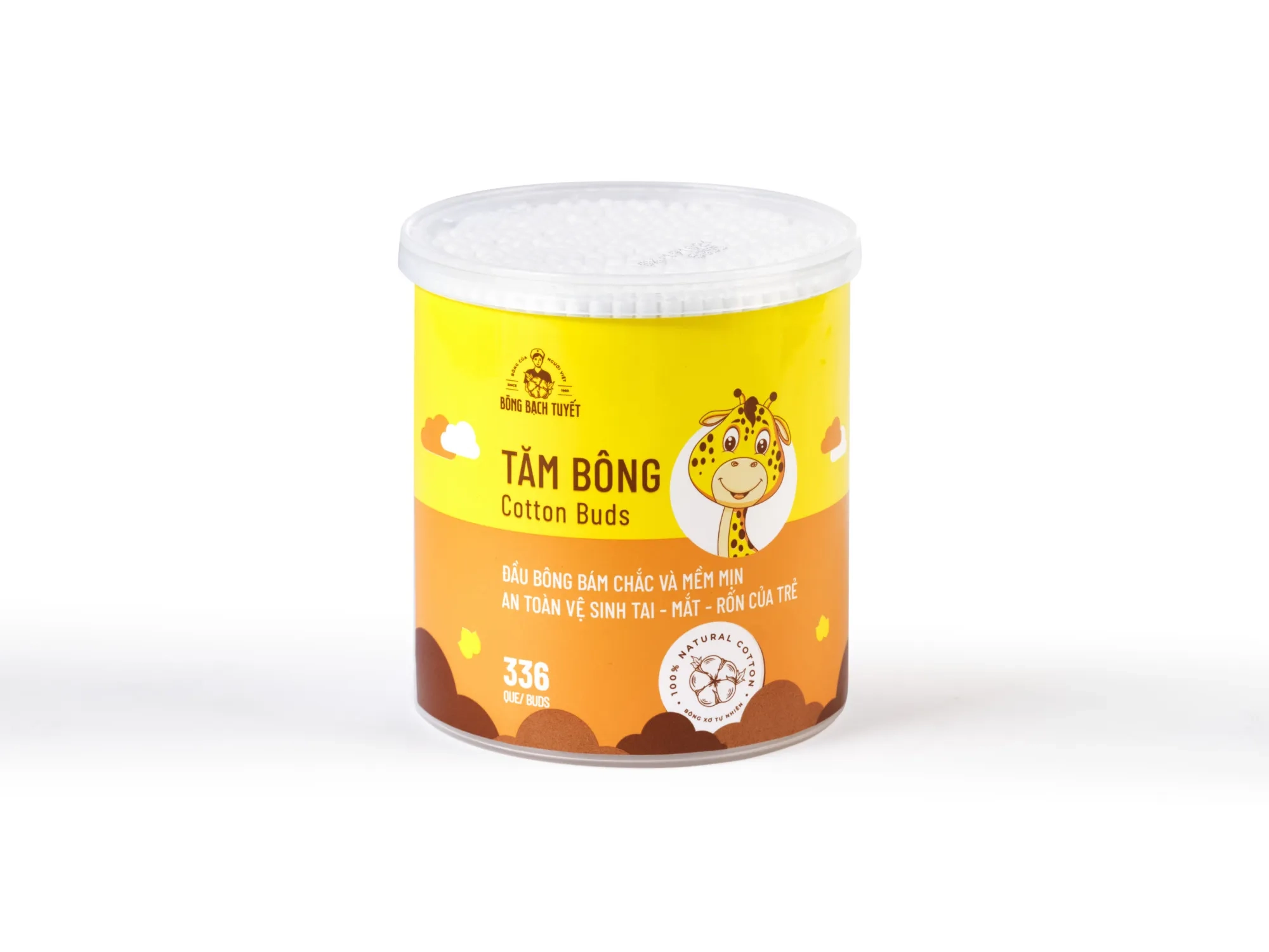 Tăm bông trẻ em Bông Bạch Tuyết hộp tròn 336 que