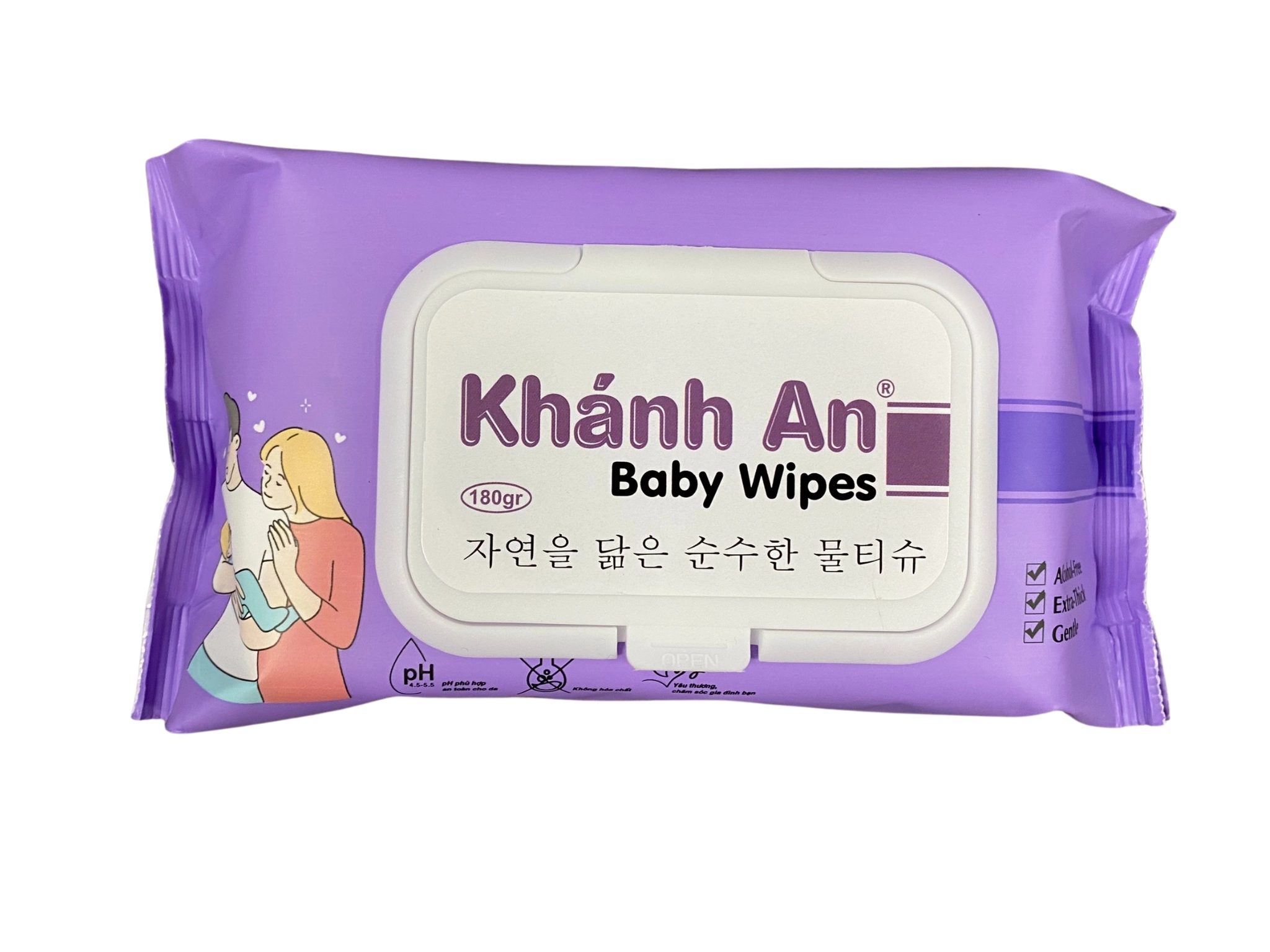 Khăn giấy ướt trẻ em Khánh An Baby Wipes gói 180g