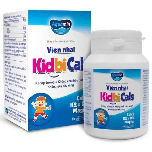 Viên nhai bổ sung canxi Kidbi Cals hộp 1 lọ 60 viên