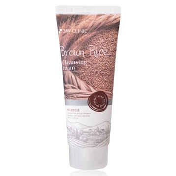 Sữa rửa mặt dưỡng trắng 3W Clinic Gạo Nâu Brown Rice Cleansing Foam tuýp 100ml