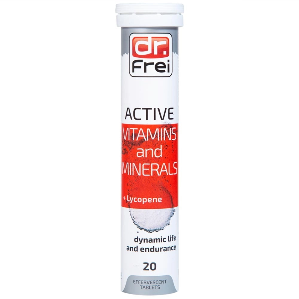 Bổ sung vitamin và khoáng chất cho cơ thể Active Vitamins And Minerals Dr. Frei Active + Lycopene hộp 1 tuýp 20 viên