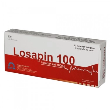 Thuốc điều trị tăng huyết áp Losapin 100mg SPM hộp 3 vỉ x 10 viên