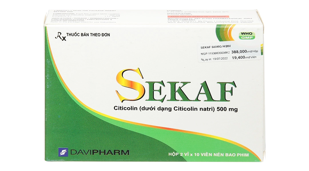 Thuốc điều trị Parkinson  SEKAF 500mg hộp 2 vỉ x 10 viên nén