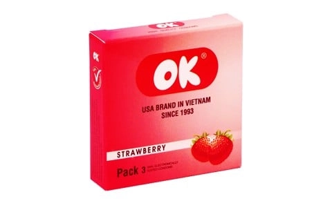 Bao cao su hương dâu OK hộp 3 cái