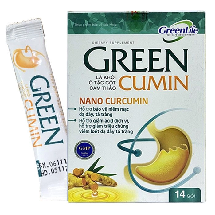 Hỗ trợ viêm loét dạ dày tá tràng GREEN CUMIN (Greenlife) hộp 14 gói