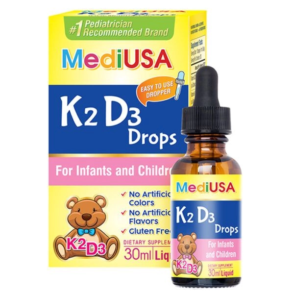 Hỗ trợ bổ sung vitamin D3, K2 MediUSA K2 D3 Drops hộp 1 lọ x 30ml