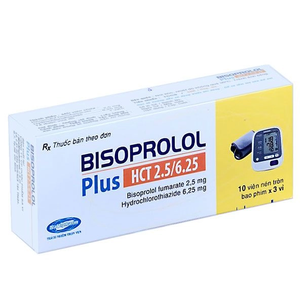 Thuốc trị cao huyết áp  Bisoprolol Plus HCT 2.5mg/6.25mg hộp 3 vỉ x 10 viên