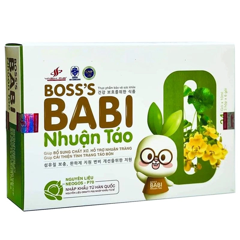 Bổ sung chất xơ, giúp nhuận tràng Boss's Babi Nhuận Táo hộp 24 gói x 10ml
