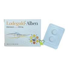 Thuốc trị giun sán Lodegald-Alben hộp 1 vỉ x 2 viên