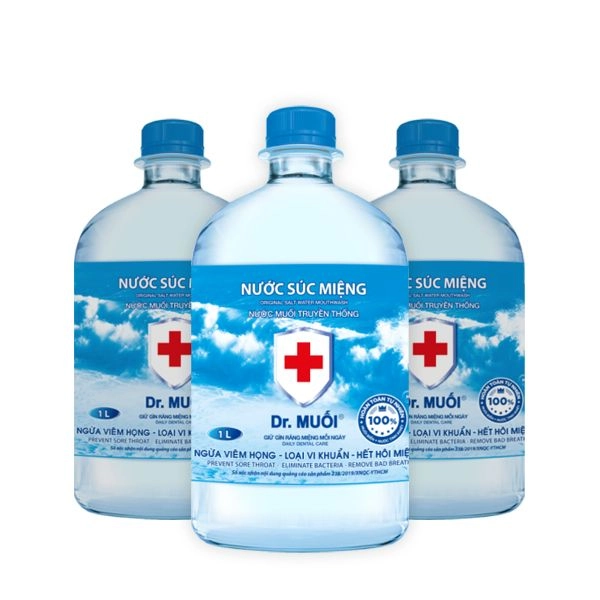 Combo 2 chai nước súc miệng truyền thống Dr. Muối 1000ml tặng 1 chai cùng loại