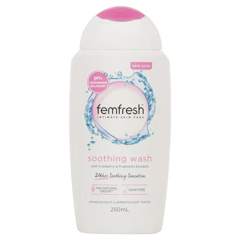 Dung dịch vệ sinh hằng ngày Femfresh Soothing Wash (hồng) chai 250ml