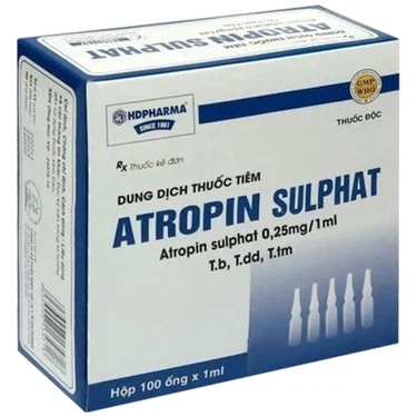 Dung dịch tiêm Atropin Sulfat 0,25mg/ml Hải Dương hộp 100 ống