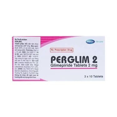 Điều trị đái tháo đường tuýp 2 Perglim 2 MEGA We care hộp 3 vỉ x 10 viên