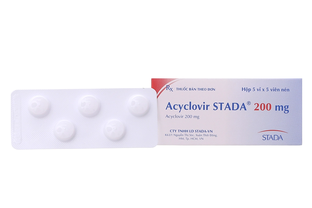Thuốc kháng virus Acyclovir stada 200mg hộp 25 viên