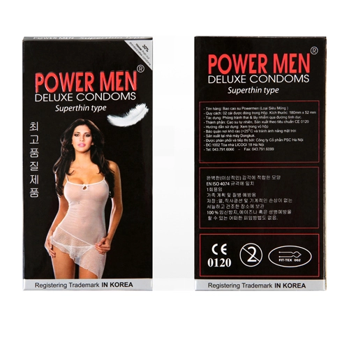Bao cao su siêu mỏng Power Men Superthin Type (đen) hộp 12 cái