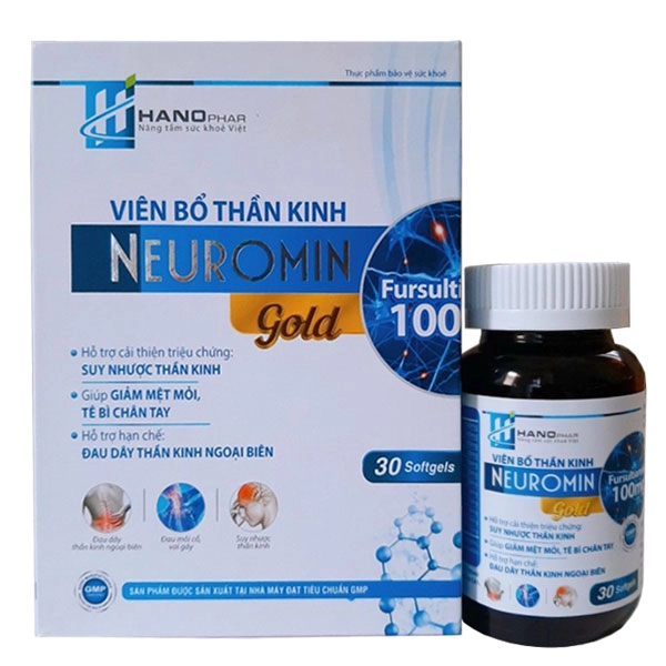 Viên bổ thần kinh NEUROMIN Gold (HANOPhar) hộp 1 lọ 30 viên nang mềm