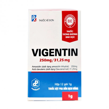 Thuốc kháng sinh Vigentin 250mg/31,25mg hộp 12 gói