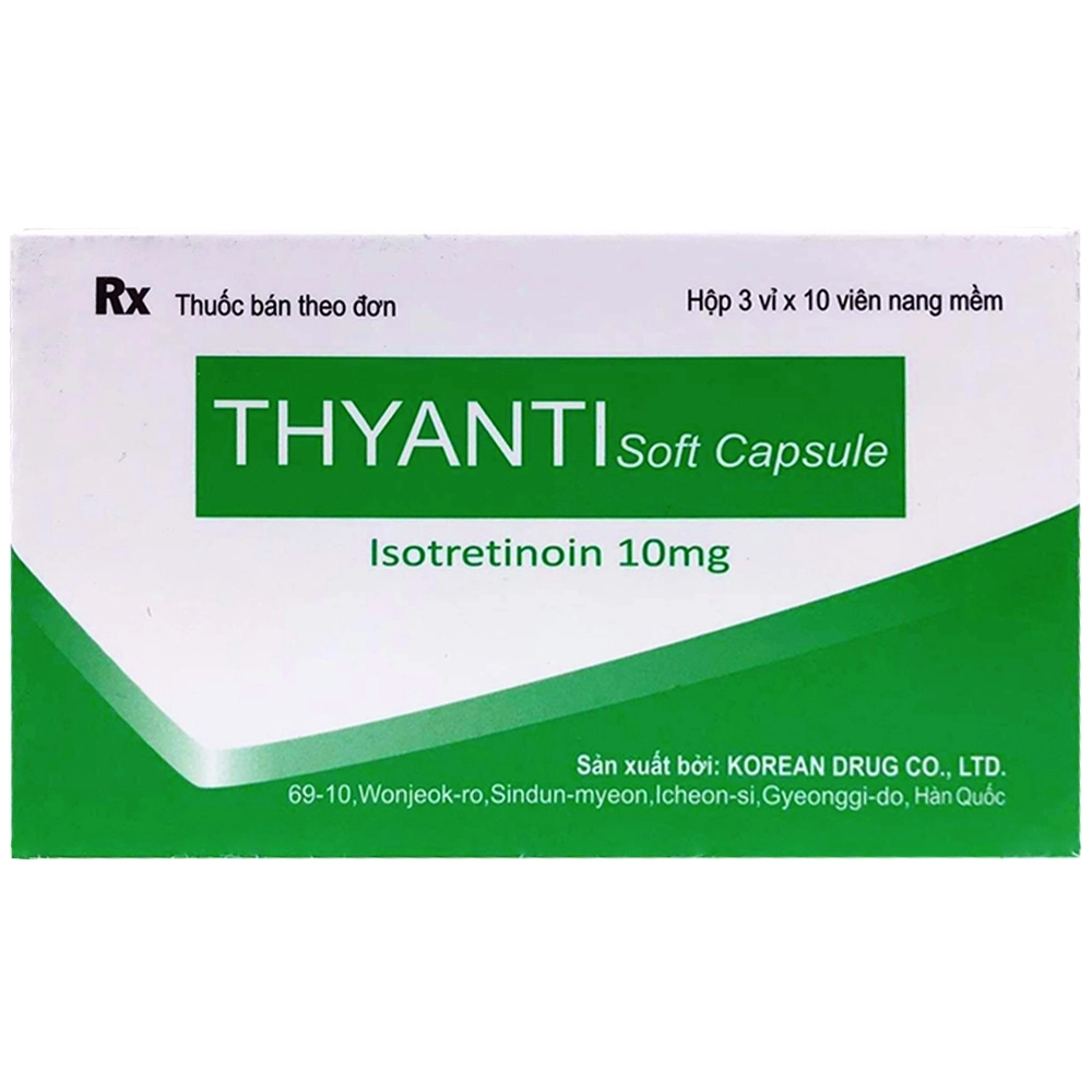 Điều trị mụn trứng cá nặng Thyanti 10mg hộp 3 vỉ x 10 viên