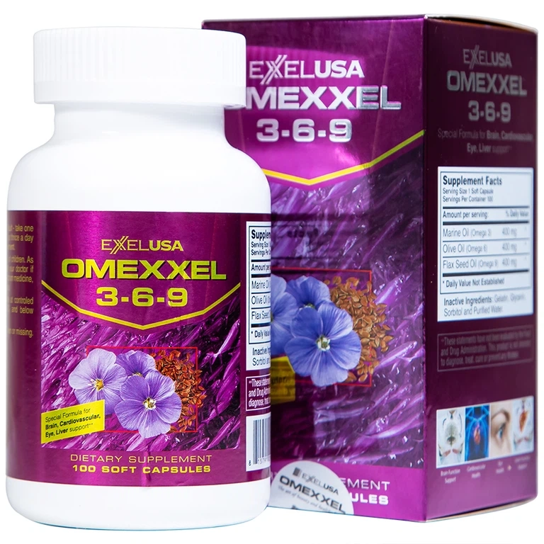Tốt cho trí não, giúp bổ mắt Omexxel 3-6-9 Excelife hộp 1 lọ 100 viên