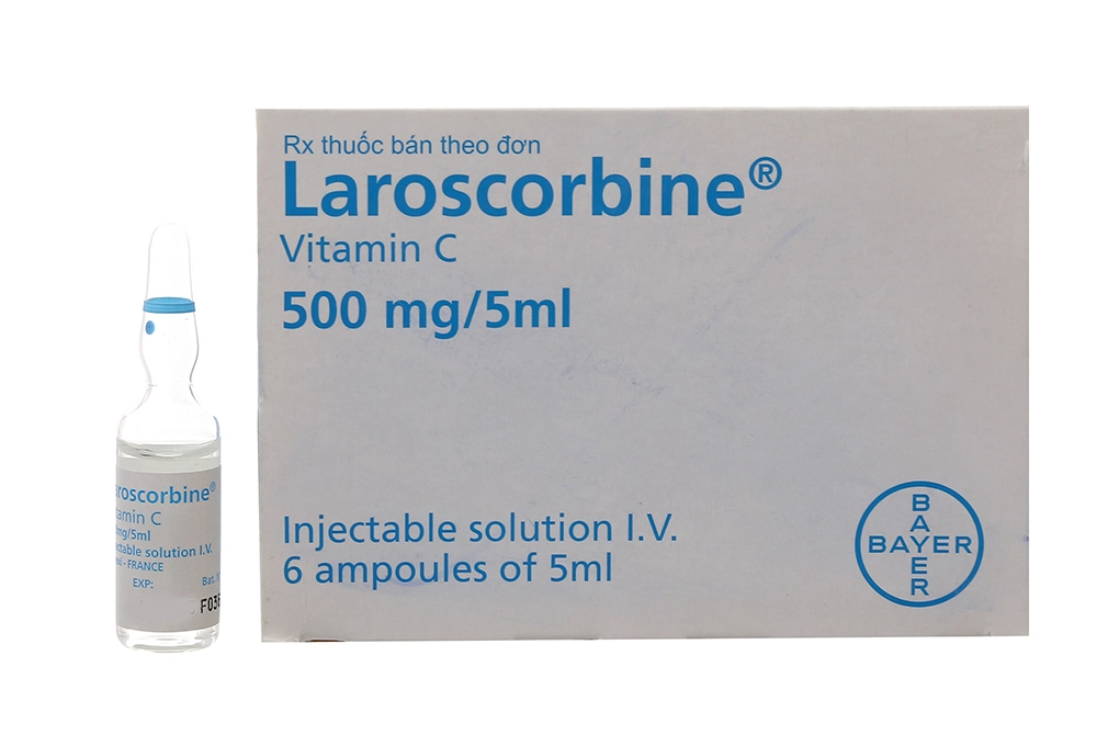 Thuốc tiêm trị thiếu vitamin C Laroscorbine 500mg/5ml hộp 6 ống x 5ml